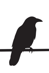 Crow Perched on Branch Vector – Dark Bird Silhouette for Nature, Mystery, and Gothic Art Concepts

