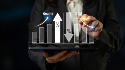 Increase quality and reduce cost represent quality, cost, and performance optimization for business...