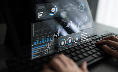 Sales data analysis dashboard showing performance, trends, and insights. Sales data tracks growth,...