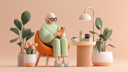 Minimalist 3D Floating People in Work and Productivity Situations, Pastel Colors, Clean Modern Background, Perfect for Stock and Digital Projects. creative stock, digital career, tech environment, off