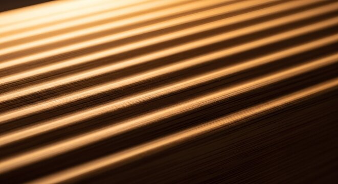 warm golden light and shadow creating abstract parallel lines and textured pattern on paper surface