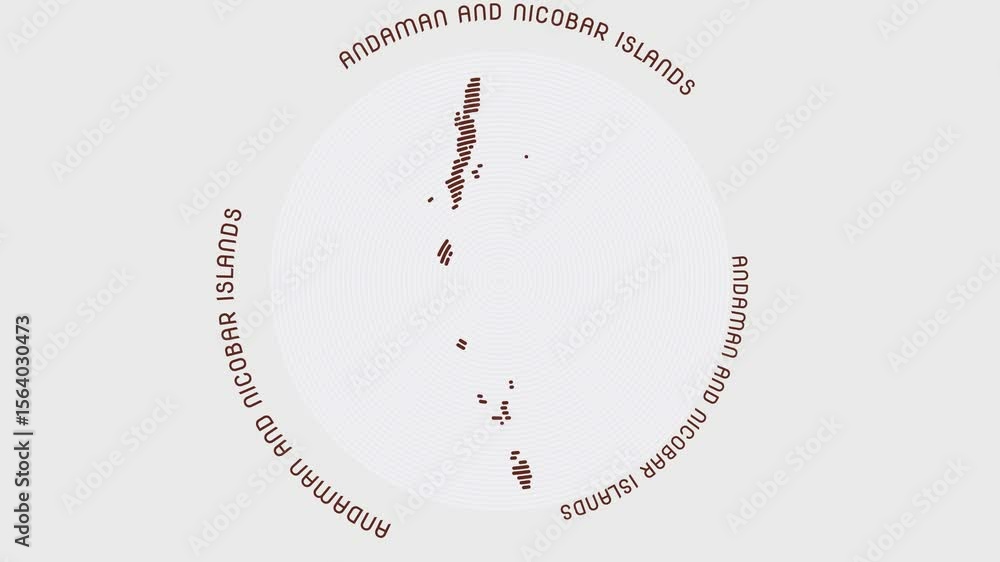 Poster andaman and nicobar islands shape with dynamic circles visual effect. animation of andaman and nicob
