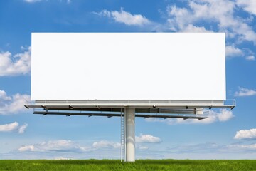 Fototapeta premium Marketing Billboard front view . Empty Large Format Sign against a Sunset Evening Sky. 