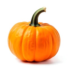 An orange pumpkin with a stem on top, isolated on a white background , studio shot, clean image, no shadows