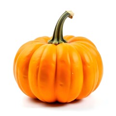 An orange pumpkin with a stem on top, isolated on a white background , studio shot, clean image, no shadows