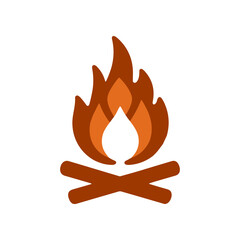 Stylized illustration of a campfire with vibrant flames and logs, ideal for outdoor themes