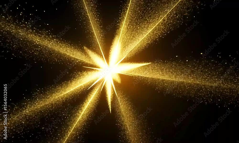 Aufkleber golden starburst particle animation against black background with sparkling effects