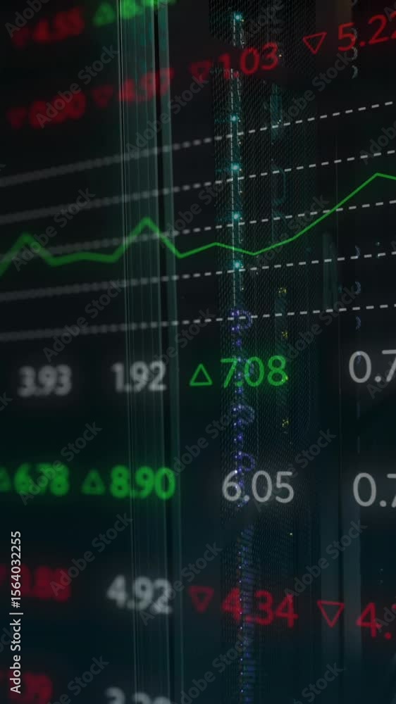 Poster animation of digital interface and data processing over dark background