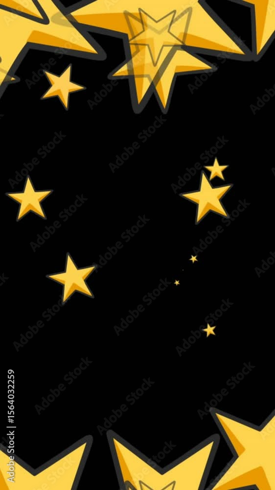 Poster animation of multiple stars floating on black background