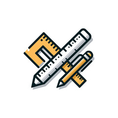 Tools for precise measurements and design, showcasing a ruler, compass, and pencils on a clean background