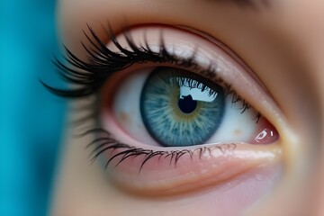Fototapeta premium Close up of female eye. Double eyelid. Eye surgery, beauty, vision, eye care, and human emotion concept