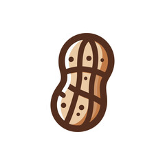 Close-up illustration of a peanut with a textured shell, showcasing its natural shape and color