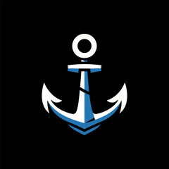 A stylized blue and white anchor symbolizing maritime themes, suitable for nautical designs
