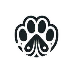 Stylized black paw print icon representing animal footprints on a white background