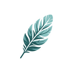Obraz premium A vibrant green feather with intricate details, set against a clean white background, ideal for nature-themed designs