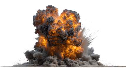 Explosion fire white background destruction