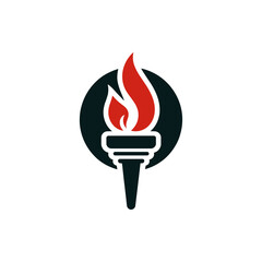 A stylized torch symbolizing knowledge and enlightenment against a contrasting background