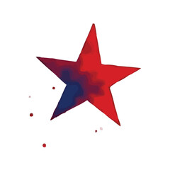 red blue star watercolor on 4 july
