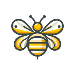 Colorful cartoon bee illustration with bold stripes and friendly expression, suitable for educational materials