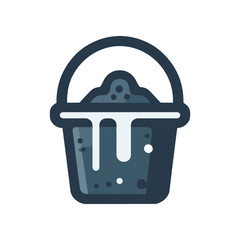 A modern illustration of a dripping paint bucket, showcasing vibrant colors and artistic potential