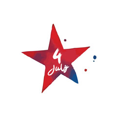 red blue star watercolor on 4 july
