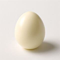Close-Up of a Single Whole Peeled Boiled Egg on White Background