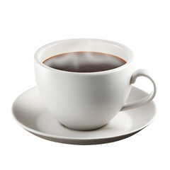 Fluffy 3D Cartoon Cup of Coffee with Glowing Steam Isolated on Transparent Background