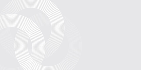 Abstract white glowing geometric lines on gray background. Modern shiny blue circle lines pattern. Futuristic technology concept. Suit for cover, poster,