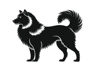 Fototapeta premium Kuvasz dog silhouette vector illustration, pet clipart, black and white animal shape