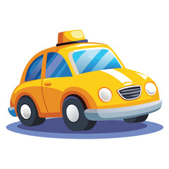 Fototapeta premium Cute Yellow Cartoon Taxi Car