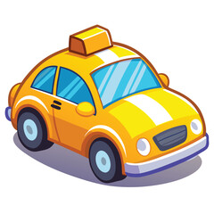 Cute Yellow Cartoon Taxi Car
