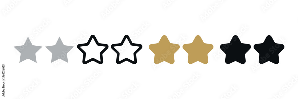Poster rating stars in different shades showing various levels of satisfaction three sets stars gray black 