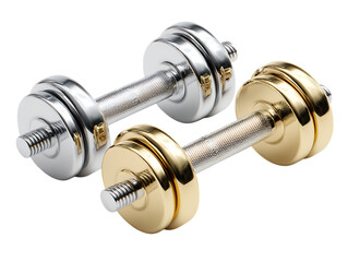 Naklejka premium Silver and Gold Dumbbells