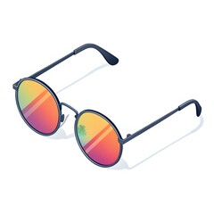 Vibrant isometric sunglasses with reflective lenses perfect for outdoor activities and sunny days