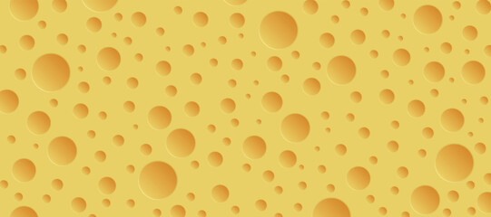 Yellow cheese with holes panoramic texture background - Vector illustration