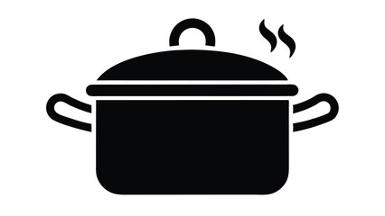 Cooking Pot Icon Simple Black Silhouette of a Steaming Pot for Culinary Designs