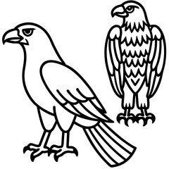 Two majestic birds of prey drawn in a simple line art style