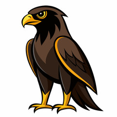 Stylized brown eagle mascot with sharp yellow beak and talons