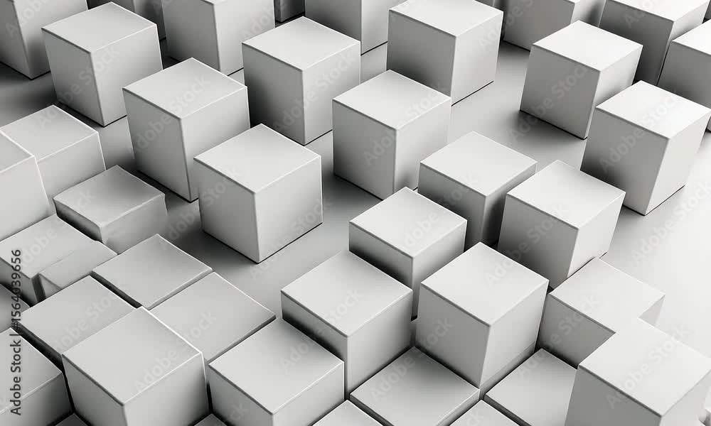 Aufkleber white cubes arranged in geometric pattern with light and shadow