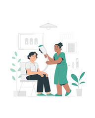 Hair Salon Treatment: Woman Receiving Hair Care in Salon with Stylist