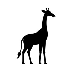 Fototapeta premium Black silhouette of a giraffe standing tall on a white background Vector illustration