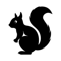 Black silhouette of a squirrel climbing on a white background Vector illustration