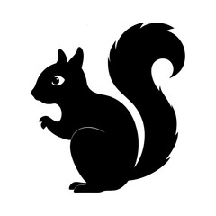Black silhouette of a squirrel climbing on a white background Vector illustration
