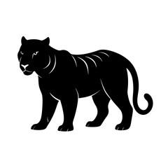 Black silhouette of a tiger on a white background Vector illustration