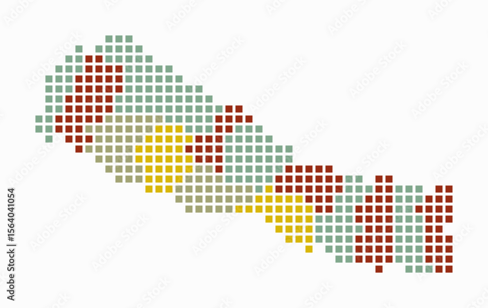 Aufkleber nepal dotted map. digital style map of the country on white background. nepal shape with square dots