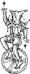 vector clip art dancing clown the fool tarot drawing linocut
