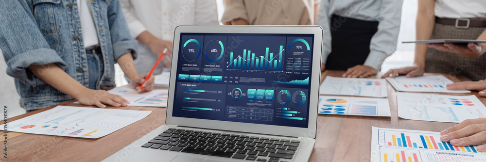 Poster business data dashboard provide business intelligence analytic for marketing strategy planning brisk