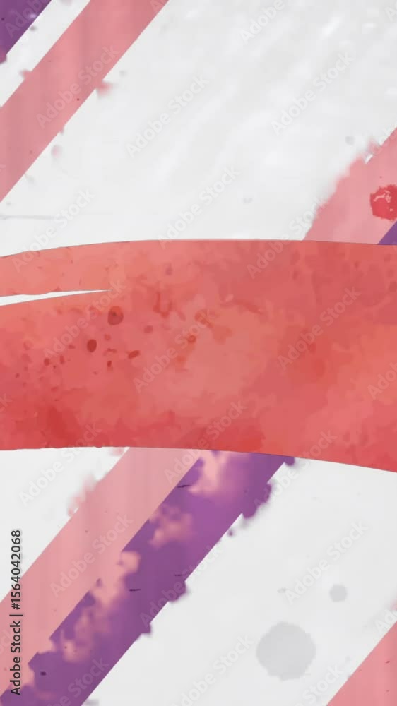 Poster animation of red shape with copy space over lines on white background
