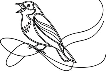 Singing bird perched on abstract branch vector