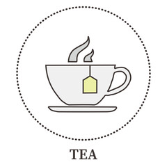 Abstract cup with tea standing on a saucer saucer - Vector illustration